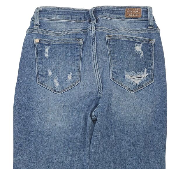 Judy Blue Raw Hem Distressed Skinny Fit Stretch Denim Jeans 5/27 - Picture 13 of 16